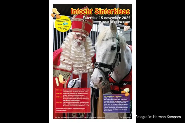 Intocht Sinterklaas en zijn Pieten in Monnickendam op 15 november 202